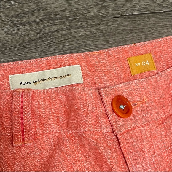 Anthropologie Pilcro Orange Linen Cotton Wide Leg Pants Sz 4 - Picture 5 of 10